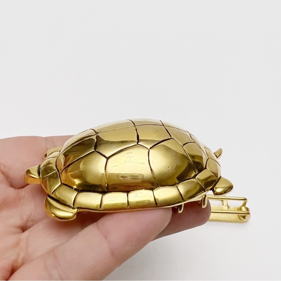 Vintage Douglas Paquette Goldtone Sea Turtle Figural 2 Piece Belt Buckle - Picture 3 of 7